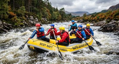 Group white water rafting on rapids