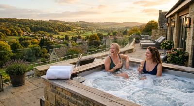 Relaxing in a luxury spa hot tub