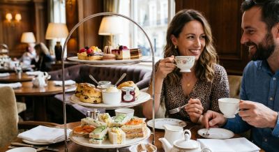 Couple enjoying a luxury afternoon tea