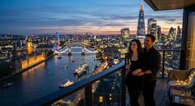 A couple enjoying a city break