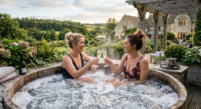 Friends in a hot tub