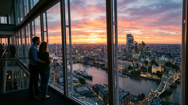 Couple enjoying the view from The Shard in London