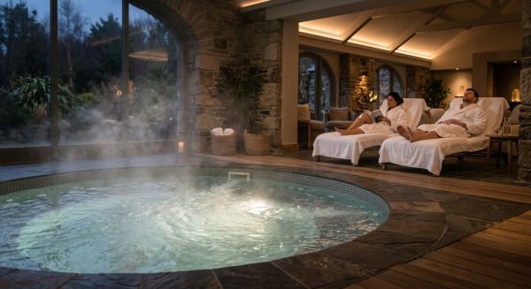Tranquil spa setting with a hydrotherapy pool
