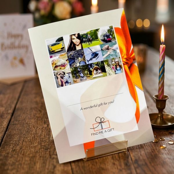 Experience day gift voucher with birthday confetti