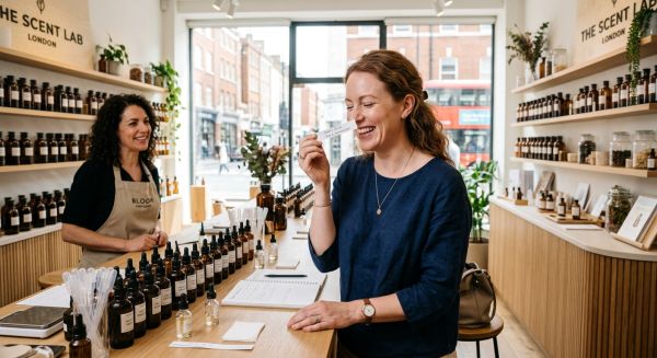 Woman designing her own fragrance