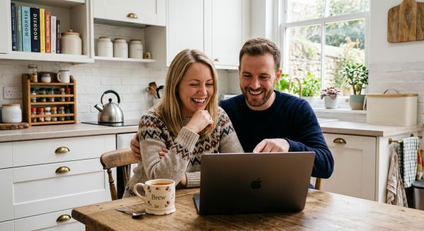 Couple browsing experience days online