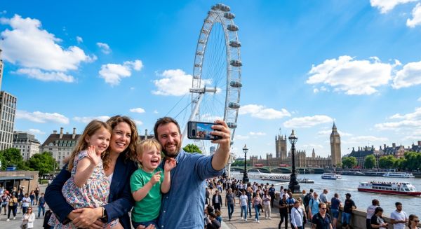 A family enjoying a sightseeing day out in London