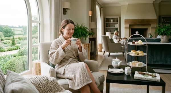 Woman receiving a hot stone massage at a tranquil spa
