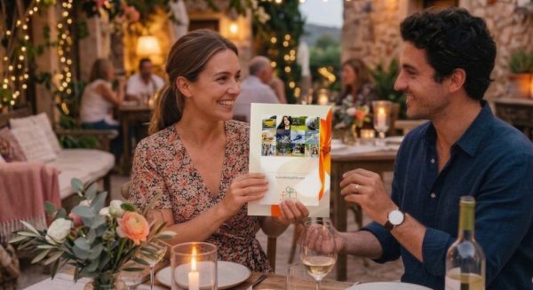 Handing over a beautifully wrapped experience gift voucher