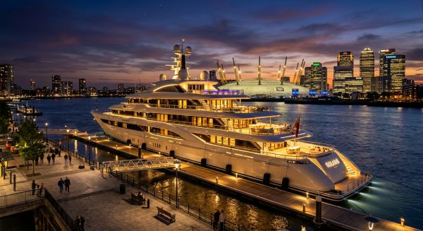 Luxury superyacht hotel in London