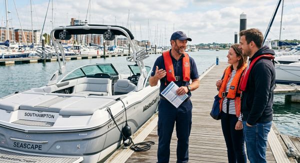 Safety briefing before a speedboat ride