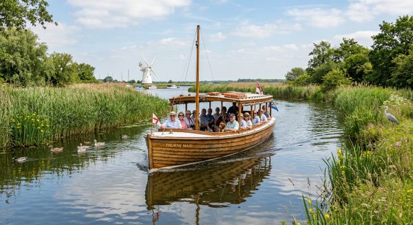 Traditional passenger boat on the Norfolk Broads