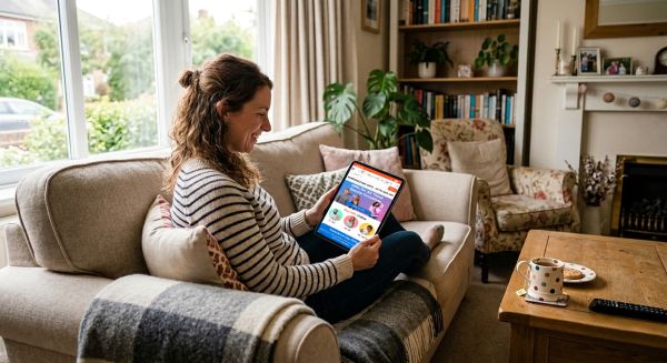 A woman browsing for experience gifts online