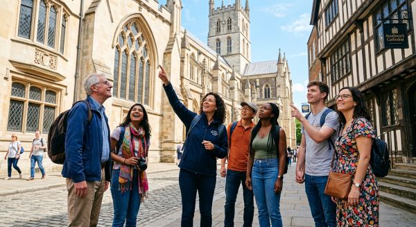 Guided walking tour in a city