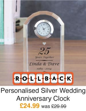 Personalised Silver Anniversary Clock £24.99 was £29.99