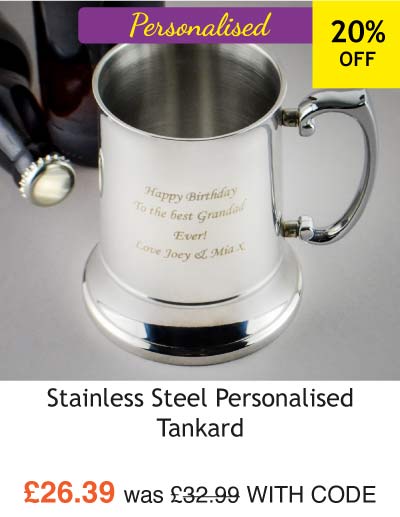 Stainless Steel Personalised Tankard £26.39 with code