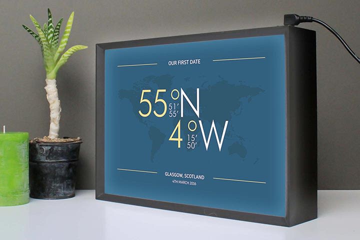 Personalised Coordinates Light Box