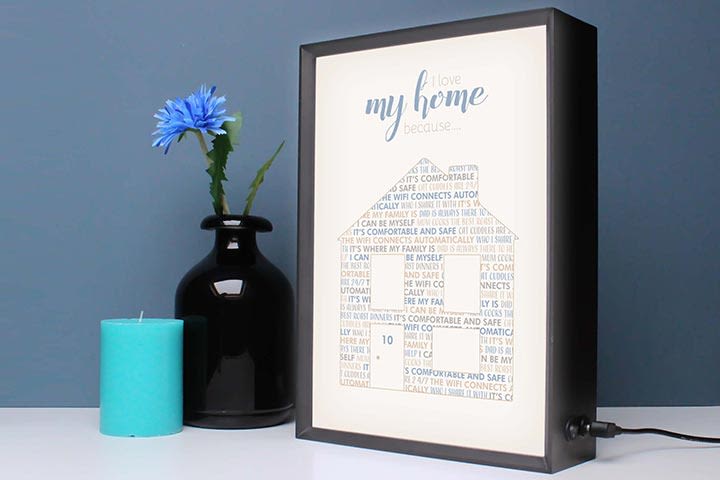 Personalised I Love My Home Because Light Box