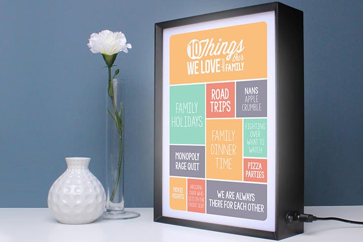 Personalised 10 Things I Love About My Family Light Box