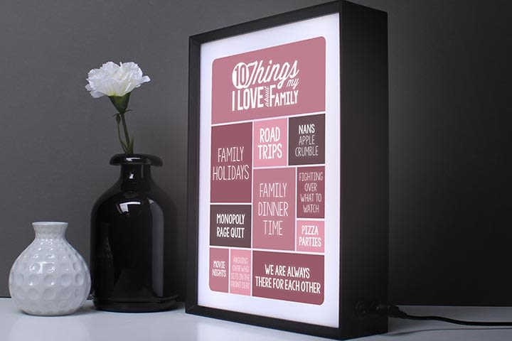 Personalised 10 Things I Love About My Family Light Box