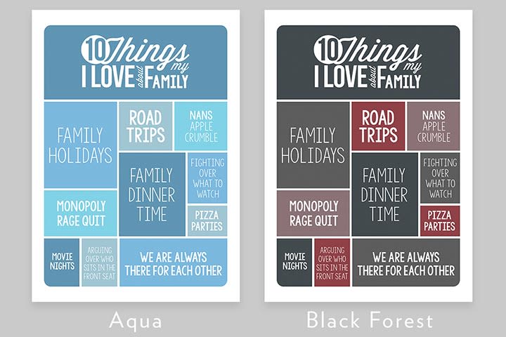 Personalised 10 Things I Love About My Family Light Box