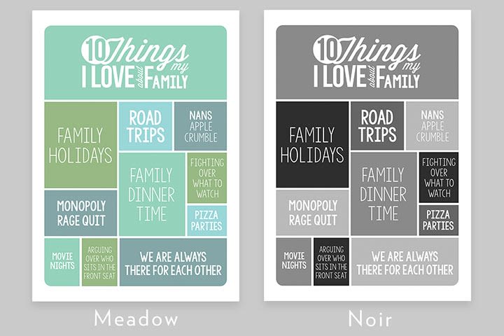 Personalised 10 Things I Love About My Family Light Box