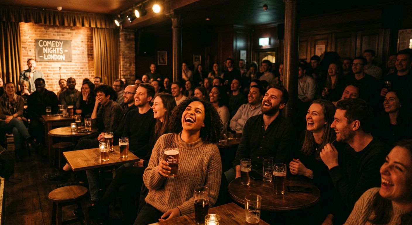 Audience laughing at a live comedy night