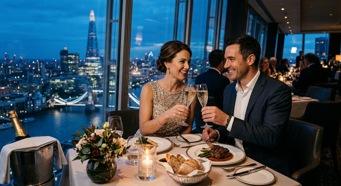 Couple enjoying a luxury food and drink experience day in London