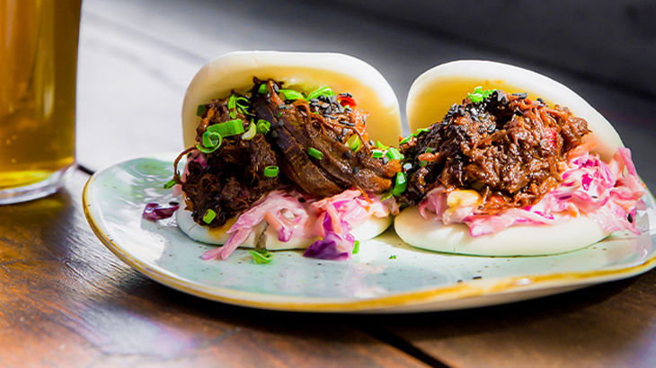 Steamed bao buns and craft beer served at Smart School of Cookery masterclass