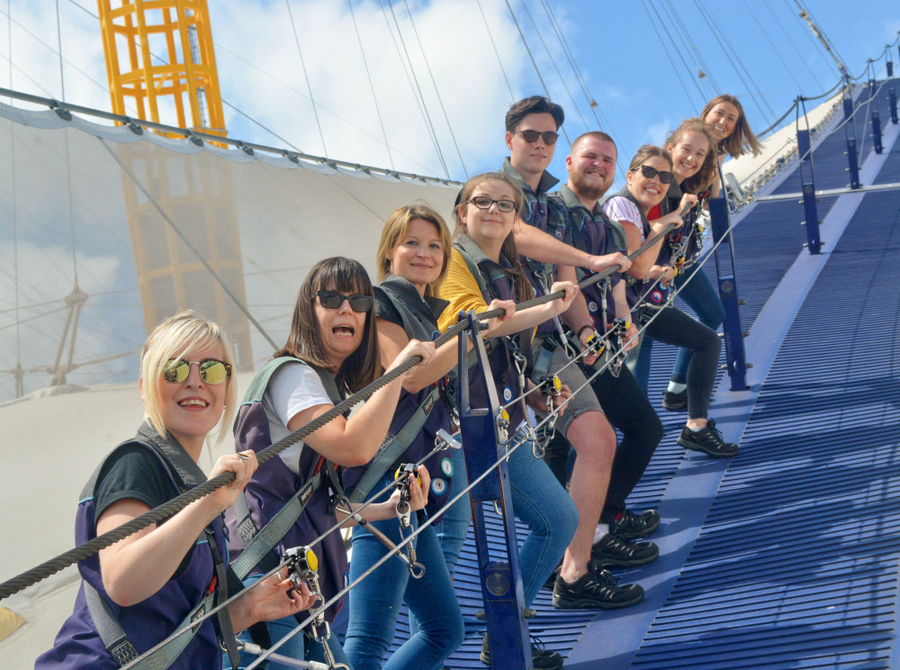 Activity Superstore employees climbing stairs at the O2 Arena