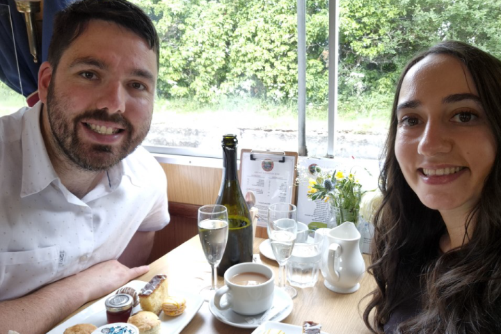 Henna and her partner enjoying afternoon tea